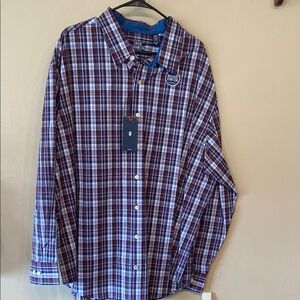 Izod Casual Red and Blue Button Down Shirt